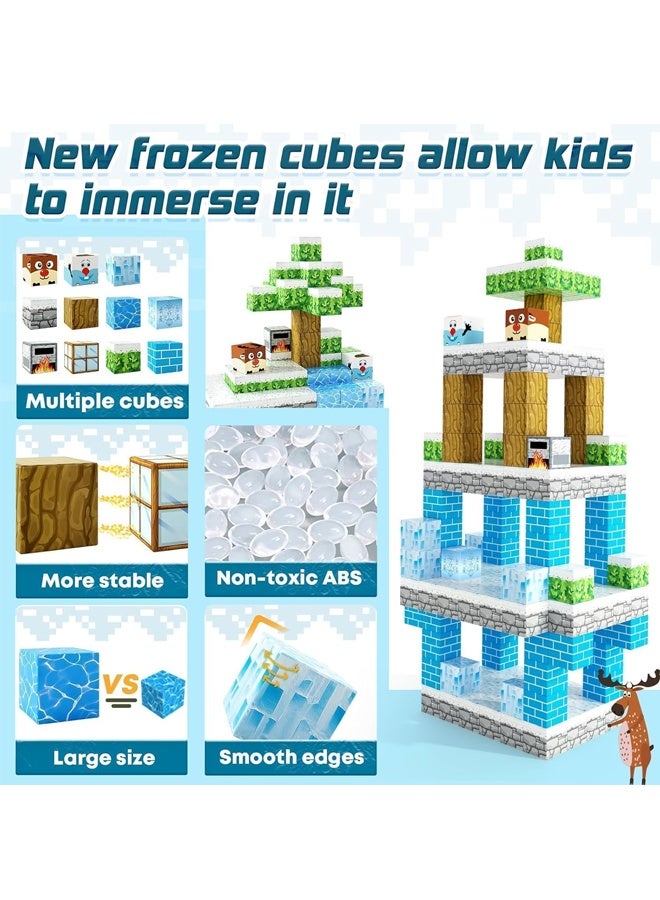 112PCS Magnetic Blocks for Boys u0026 Girls Age 3-8, STEM Montessori Sensory Toys for Toddlers, Gifts for 3+ Years Old Kids, 2.5CM Magnet Cubes Must Haves Construction Toys (Ice and Snow World) - Image 4
