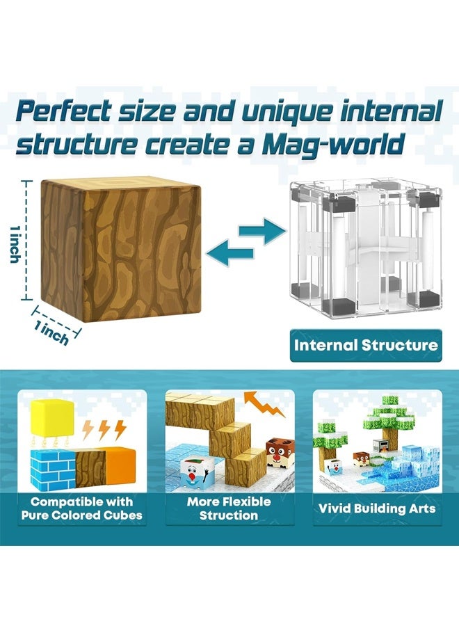112PCS Magnetic Blocks for Boys u0026 Girls Age 3-8, STEM Montessori Sensory Toys for Toddlers, Gifts for 3+ Years Old Kids, 2.5CM Magnet Cubes Must Haves Construction Toys (Ice and Snow World) - Image 3