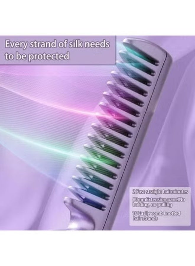 فرشاة فرد الشعر الصغيرة المحمولة – مشط فرد أيوني قابل لإعادة الشحن عبر USB مع شاشة LCD لضبط درجة الحرارة، أداة تصفيف لاسلكية للسفر للنساء والرجال، تسخين سريع، مضاد للكهرباء الساكنة، تصميم خفيف ومدمج، مناسب للمنزل والعمل والسفر، لفرد وتنعيم جميع أنواع الشعر بدون تلف - Image 2