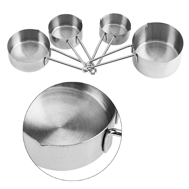 Stainless Steel Measuring Cups: 4pcs Cups 4pcs Spoons, Corrosion-Resistant Easy Clean, Measuring Spoons Kit - Long Handle Heat Protection, Durable Measuring Tools for Home Kitchen Baking Coffee Milk M - Image 3