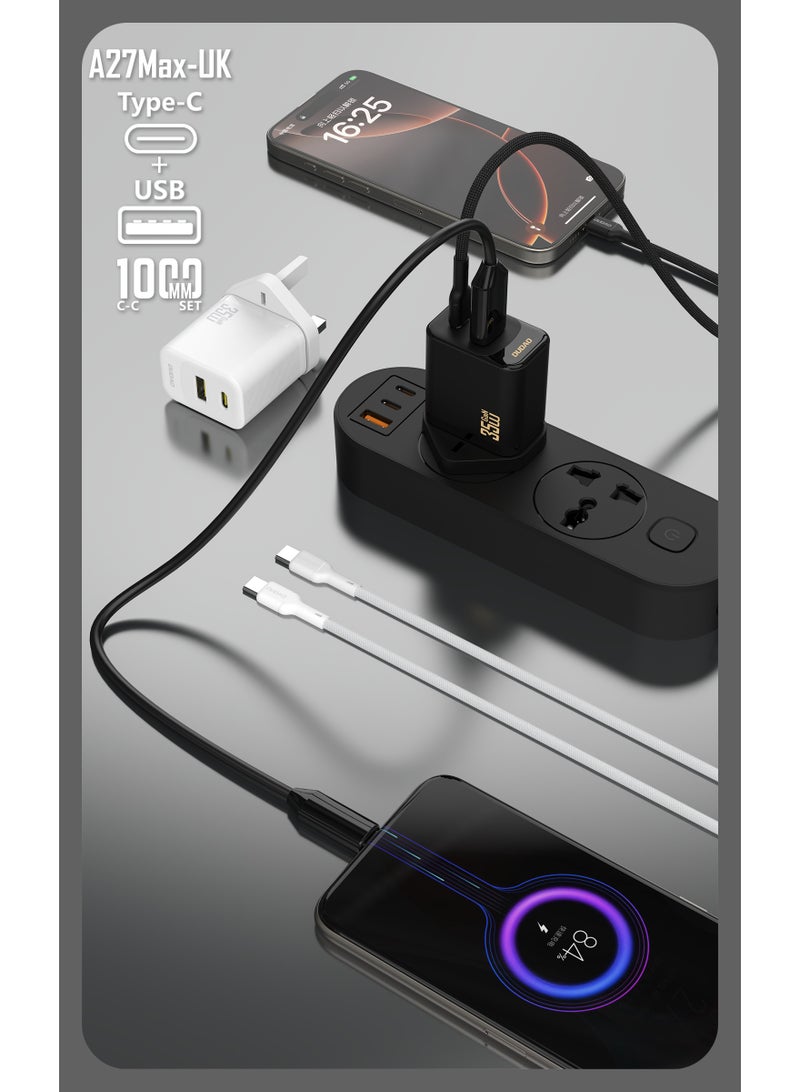 DUDAO GaN 35W USB-C Fast Charger with Type-C Cable– Dual Port PD & QC Power Adapter, Low-Temperature Charging, 9-Layer Safety Protection, Compact Wall Charger for iPhone, Samsung, iPad, MacBook, Switch & More - Image 2