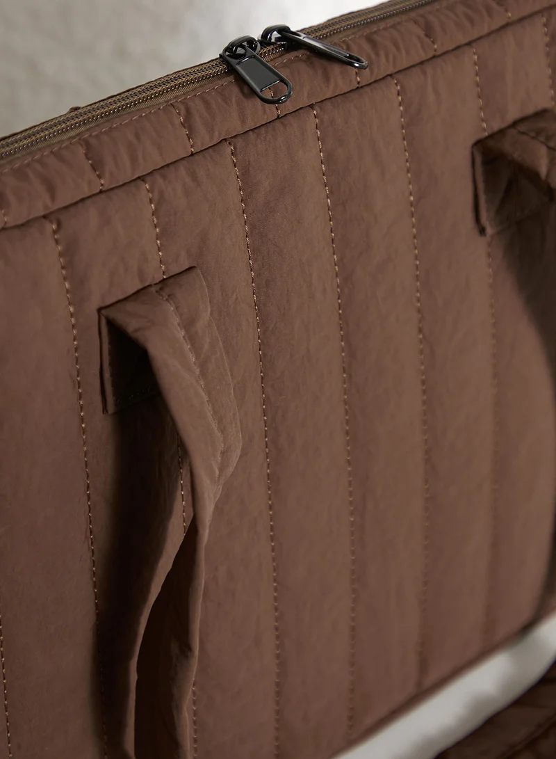 Ginger Brown Quilted Laptop Bag With Strap for Women | Best Price UAE