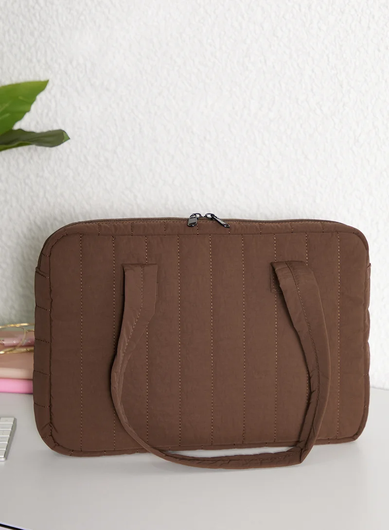 Ginger Quilted Laptop Bag With Strap