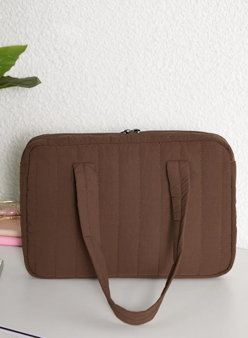 Ginger Quilted Laptop Bag With Strap