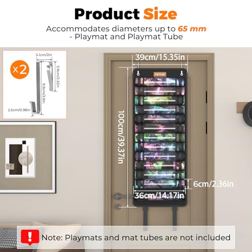 FETUSI Playmat Tube Storage BagHangable Playmat Holder for MTG with 2 HooksSecurely Locks Game MatsFits 121 Card Game Mats with Clear Plastic SlotsTCGMTG Game Mat Casewith Reinforced Elastic Strap - Image 3