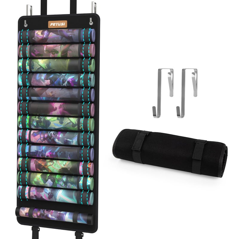 FETUSI Playmat Tube Storage BagHangable Playmat Holder for MTG with 2 HooksSecurely Locks Game MatsFits 121 Card Game Mats with Clear Plastic SlotsTCGMTG Game Mat Casewith Reinforced Elastic Strap - Image 2