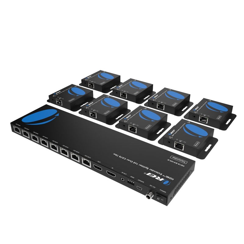 OREI 4K 1x8 HDMI Extender Splitter Multiple Over CAT 67 Cable with EDID management 4K30Hz upto 165ft and 1080p60Hz upto 230ft Loop Out - Image 2