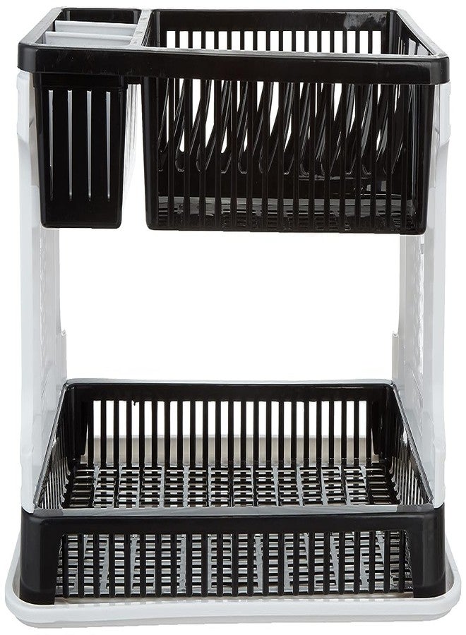 Gowky 2 Layer Durable Plastic Kitchen Sink, Large Dish Rack Drainer, Drying Rack Washing Basket with Tray for, Dish Rack Organizers, Utensils Drainer Basket for,Black - Image 5