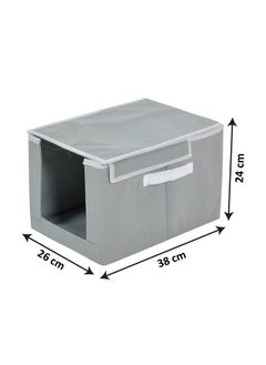 Kuber Industries Kuber Industries Pack of 4 Non-Woven Cloth Stacker Wardrobe Organizer/Bin With Carrying Handle & Lid (Grey)  - Image 3