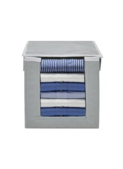 Kuber Industries Kuber Industries Pack of 4 Non-Woven Cloth Stacker Wardrobe Organizer/Bin With Carrying Handle & Lid (Grey)  - Image 2