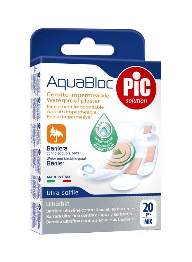 PIC 20-Piece Aquabloc Cerotto Waterproof Plaster