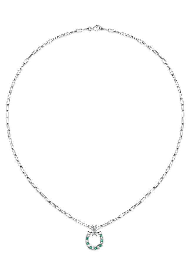 Moonmory Lucky 925 Sterling Silver Horseshoe Necklace With Islamic Vine Design,Platinum Plated  U Shape Pendant Necklace With 50Cm Adjustable Paper Clip Chain Protective Amulet For Women, Ramadan, Mother's Day, Gift - Image 4