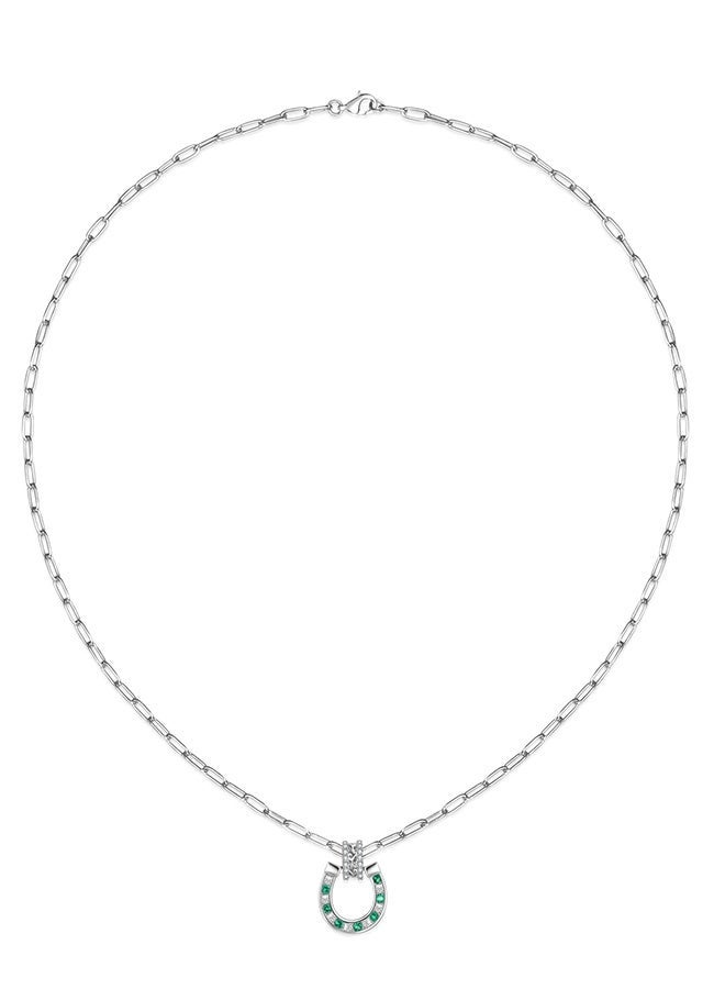 Moonmory Lucky 925 Sterling Silver Horseshoe Necklace With Islamic Vine Design,Platinum Plated  U Shape Pendant Necklace With 50Cm Adjustable Paper Clip Chain Protective Amulet For Women, Ramadan, Mother's Day, Gift - Image 4