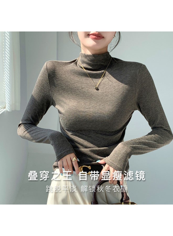 Moonbadi Autumn High-Neck Base Layer Shirt For Women, Wearable As Outerwear, Long Sleeve Top, Fashionable And Versatile Slimming Fit - Image 3
