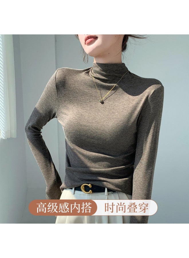 Moonbadi Autumn High-Neck Base Layer Shirt For Women, Wearable As Outerwear, Long Sleeve Top, Fashionable And Versatile Slimming Fit - Image 2