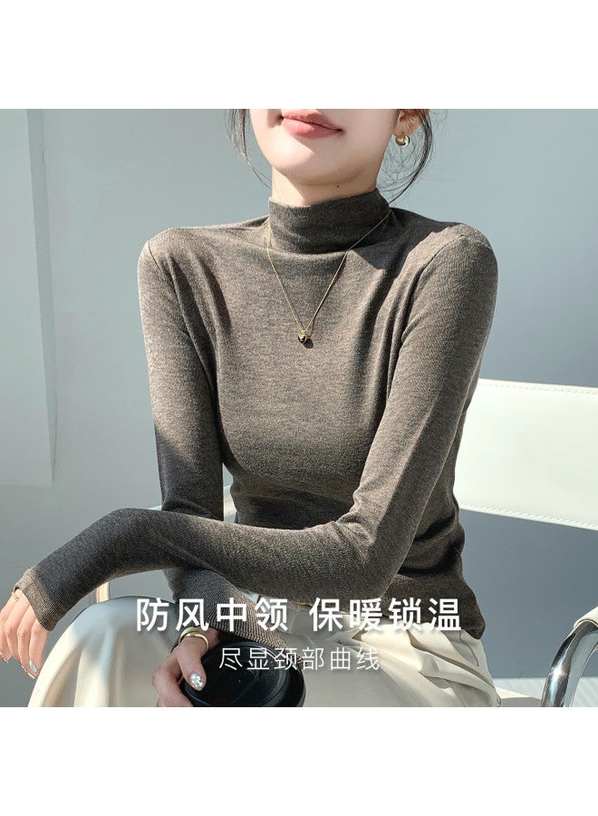 Moonbadi Autumn High-Neck Base Layer Shirt For Women, Wearable As Outerwear, Long Sleeve Top, Fashionable And Versatile Slimming Fit - Image 4