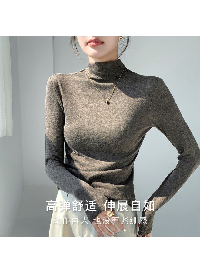 Moonbadi Autumn High-Neck Base Layer Shirt For Women, Wearable As Outerwear, Long Sleeve Top, Fashionable And Versatile Slimming Fit - Image 5