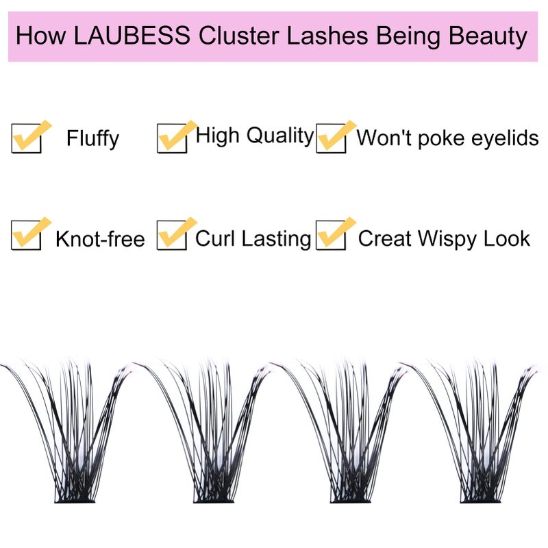 LAUBESS Cluster Lashes 240pcs 40D DIY Eyelash Extension D Curl Long Individual Lashes Mixed Tray Faux Mink Lash Clusters Extensions 0.07 0.10 Black (40D-0.07D-9-16mm) - Image 5