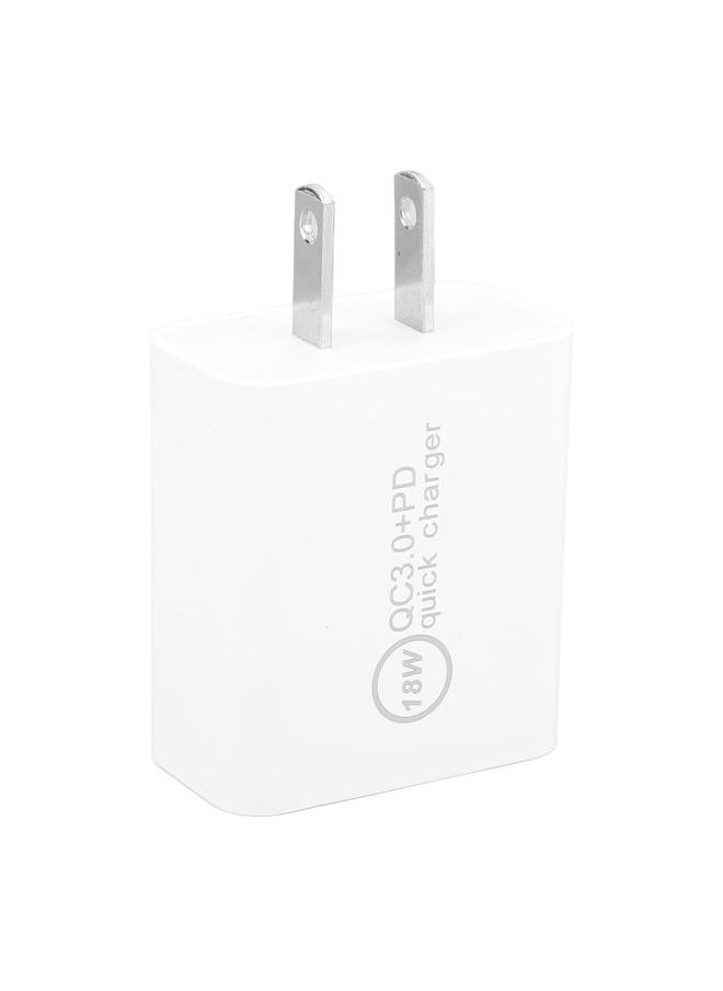 Thoraya - Charger Adapter PD QC Quick Charging 18W Type C USB AC 100‑240V Input DC 5V 9V 12V Output US Plug 65x43x24mm / 2.56x1.69x0.94in - Image 1
