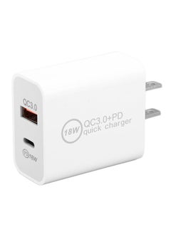 Thoraya Charger Adapter PD QC Quick Charging 18W Type C USB AC 100‑240V Input DC 5V 9V 12V Output US Plug 65x43x24mm / 2.56x1.69x0.94in  - Image 3
