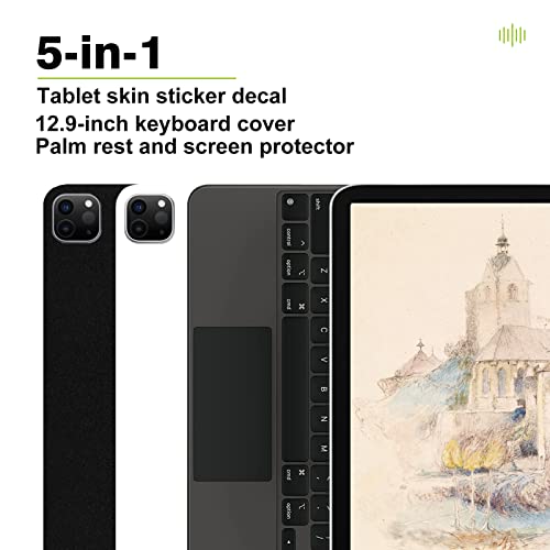 IMMOENUC 5-in-1 Tablets Skin Sticker Decal for 2020/2021/2022 Apple ipad Pro M2 Magic Keyboard 12.9 inch TPU Keyboard Cover & Palm Rest & Screen Protector Film (for Magic Keyboard 12.9 inch) - Image 3