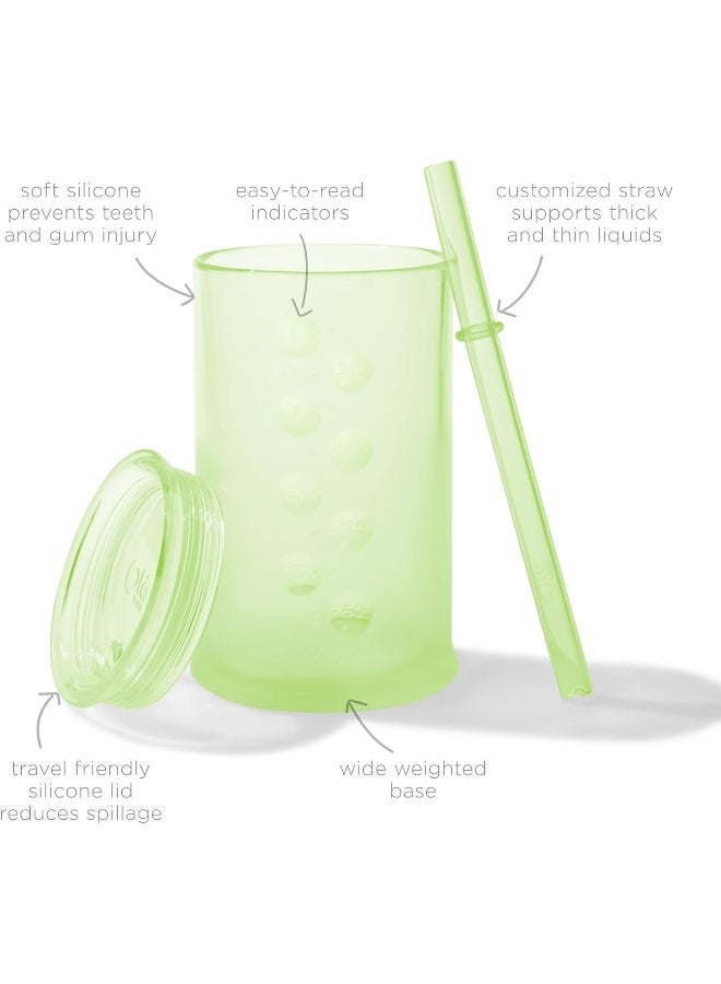 Olababy Clear View Silicone Training Cup with Straw Lid | Toddler Sippy Trainer 12mo+ | Unbreakable Water Drinking Cups for Kids 2yr+ | Baby Led Weaning & Feeding Supplies (Kiwi, 9 oz) - Image 2