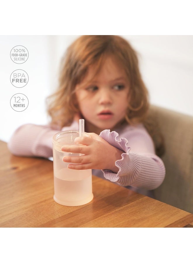 Olababy Clear View Silicone Training Cup with Straw Lid | Toddler Sippy Trainer 12mo+ | Unbreakable Water Drinking Cups for Kids 2yr+ | Baby Led Weaning & Feeding Supplies (Kiwi, 9 oz) - Image 4