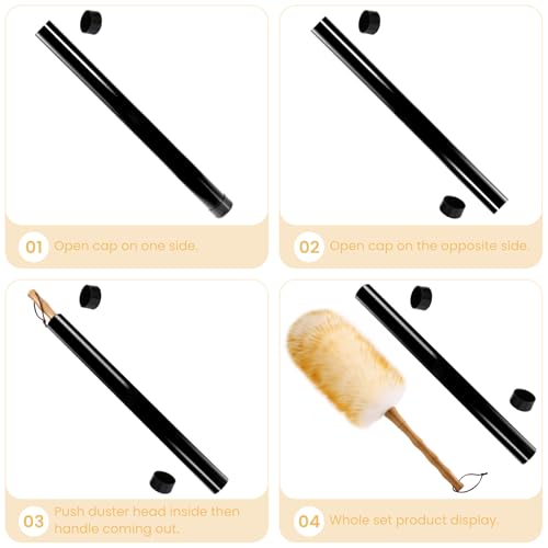 GRNVDWN Lambs Wool Duster with Solid Bamboo HandleLeather Hang Strap189 inch LongNatural Feather Duster for Cleaning Ceiling FansWindow BlindsComputer ScreensBookshelves etc - Image 5