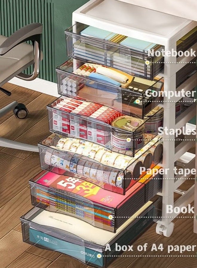Generic 6 Layer Drawer Storage  Storage Rack For Office Supplies Cabinet Storage Plastic Stationary Organizer Makeup Organizer Desk Storage Box For Office School Home  - Image 3
