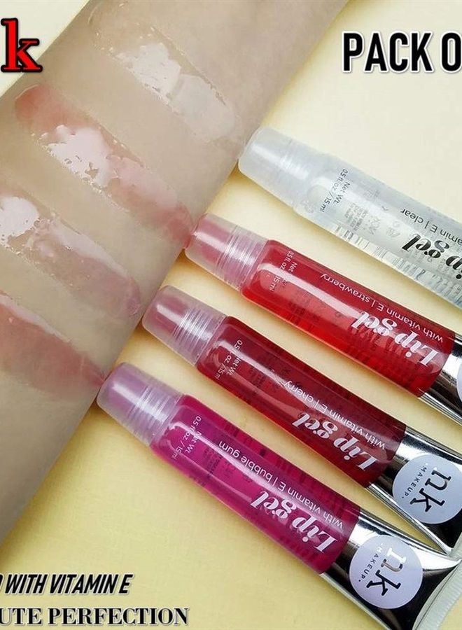 Broadway 4 Pack Nicka K Lip Gel (CLEAR, STRAWBERRY, CHERRY, BUBBLE GUM) - Image 5