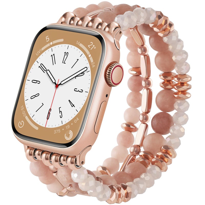 VISOOM Beaded Boho Bracelet for Apple Watch Series 11 10 Se 9 8 7 6 5 4 3 2 1 Bands 42mm 41mm 40mm 38mm Women, Fashion Handmade Cute Crystal beads Stretchy Watch Strap for Iphone iWatch Bracelet Bands - Image 1