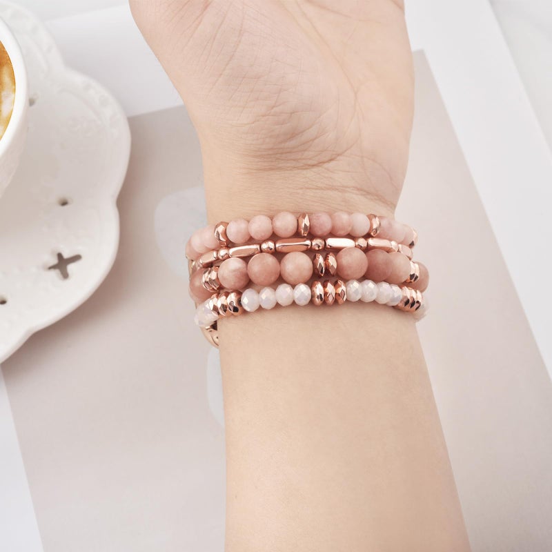 VISOOM Beaded Boho Bracelet for Apple Watch Series 11 10 Se 9 8 7 6 5 4 3 2 1 Bands 42mm 41mm 40mm 38mm Women, Fashion Handmade Cute Crystal beads Stretchy Watch Strap for Iphone iWatch Bracelet Bands - Image 3