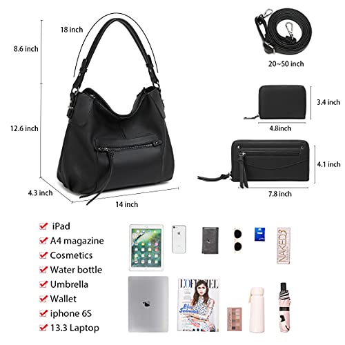 lapsting Hobo Bags for Women Handbags Purse Ladies Boho Shoulder Bag Crossbody Purses Faux Leather Black - Image 4