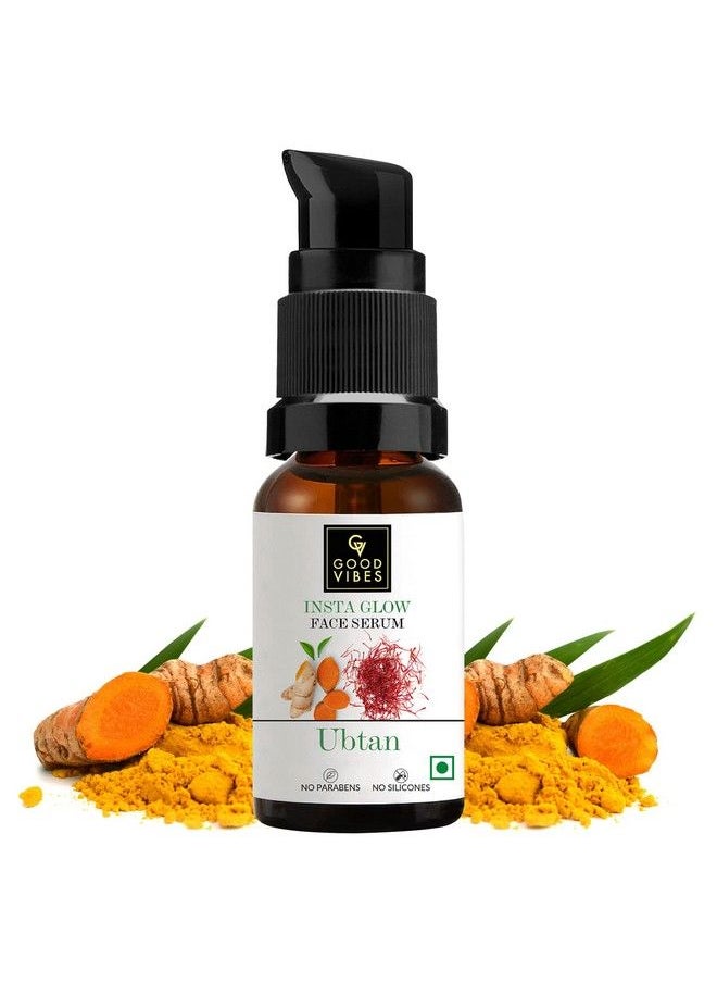 Good Vibes Ubtan Insta Glow Face Serum 30 Ml; Brightening Nourishing Moisturizing Skin Serum For All Skin Types; With Turmeric Saffron Vitamin B3; Vegan No Parabens Sulphates & Mineral Oil  - Image 2