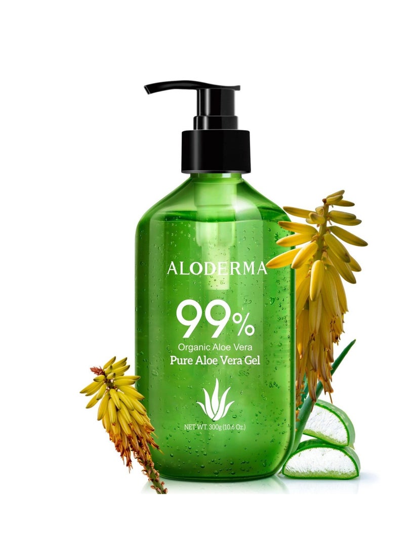 Aloderma Aloderma 99% Organic Aloe Vera Gel Made within 12 Hours of Harvest - Lightweight, Non-Sticky Aloe Gel for Face Body, Hair, & Scalp, After Sun Relief, Natural, Soothing Hydrating Aloe Gel, 10.6oz  - Image 1