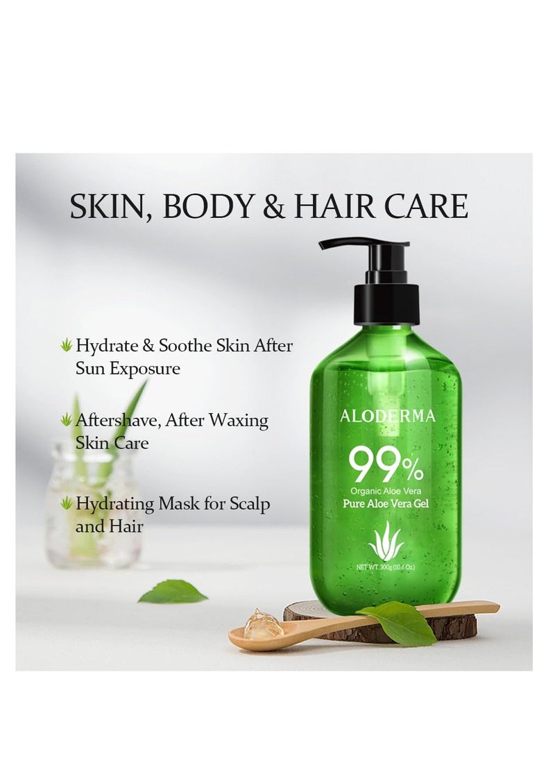Aloderma Aloderma 99% Organic Aloe Vera Gel Made within 12 Hours of Harvest - Lightweight, Non-Sticky Aloe Gel for Face Body, Hair, & Scalp, After Sun Relief, Natural, Soothing Hydrating Aloe Gel, 10.6oz  - Image 2
