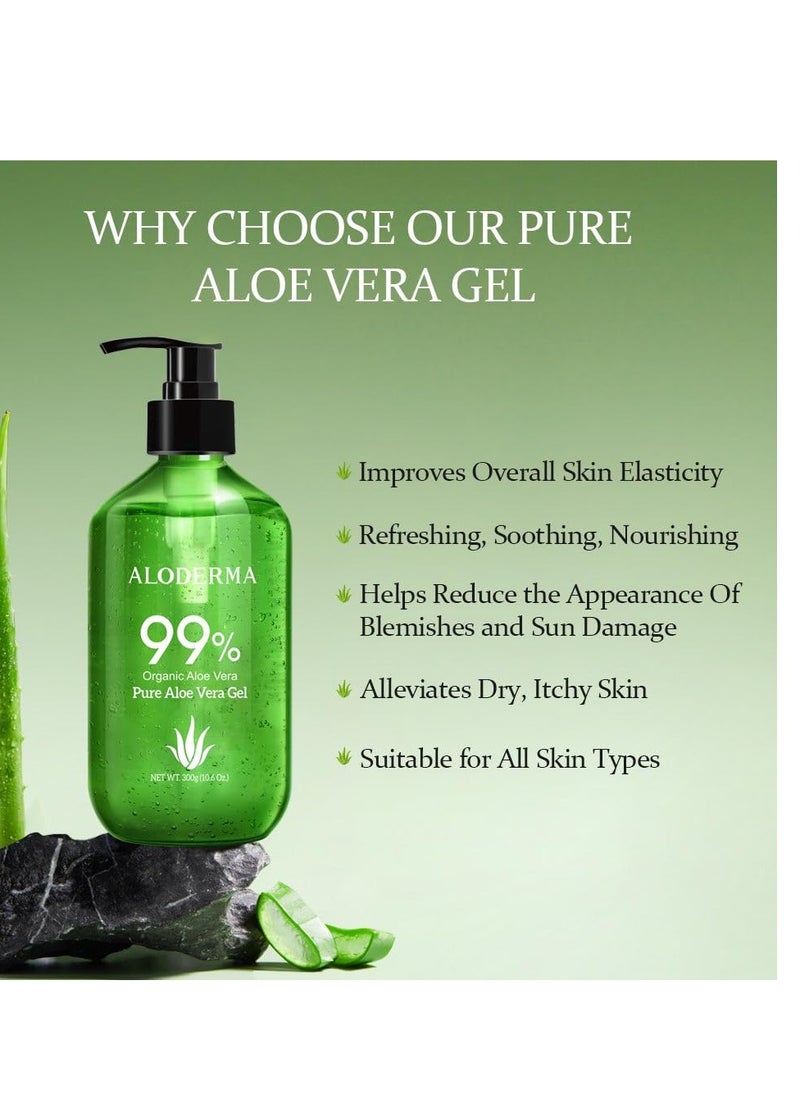 Aloderma Aloderma 99% Organic Aloe Vera Gel Made within 12 Hours of Harvest - Lightweight, Non-Sticky Aloe Gel for Face Body, Hair, & Scalp, After Sun Relief, Natural, Soothing Hydrating Aloe Gel, 10.6oz  - Image 3