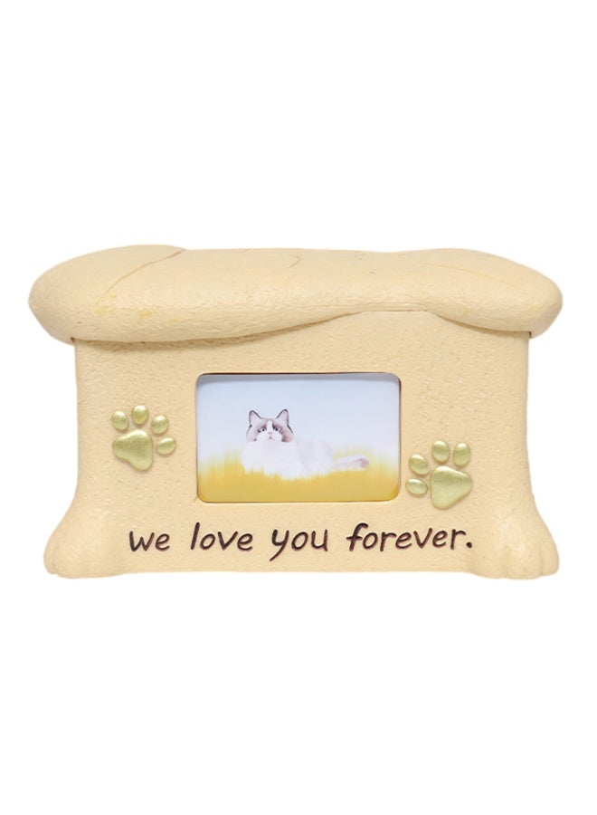 CHIYLE Cat Urn for Ashes – Elegant Pet Urn with Photo Display and Golden Paw Prints, Memorial Box for Beloved Cats - Image 1