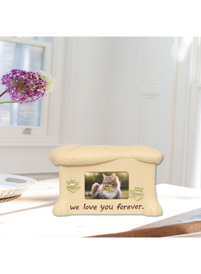 CHIYLE Cat Urn for Ashes – Elegant Pet Urn with Photo Display and Golden Paw Prints, Memorial Box for Beloved Cats - Image 4
