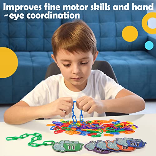 Aizweb 240pcs CClips Hooks Plastic Chain Links Counting Linking Activity Kit Sensory Toys for Toddlers Develops Kids Fine Motor and Color Recognition Sorting SkillsEducational Learning Toys - Image 5
