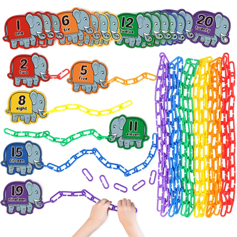 Aizweb 240pcs CClips Hooks Plastic Chain Links Counting Linking Activity Kit Sensory Toys for Toddlers Develops Kids Fine Motor and Color Recognition Sorting SkillsEducational Learning Toys - Image 3
