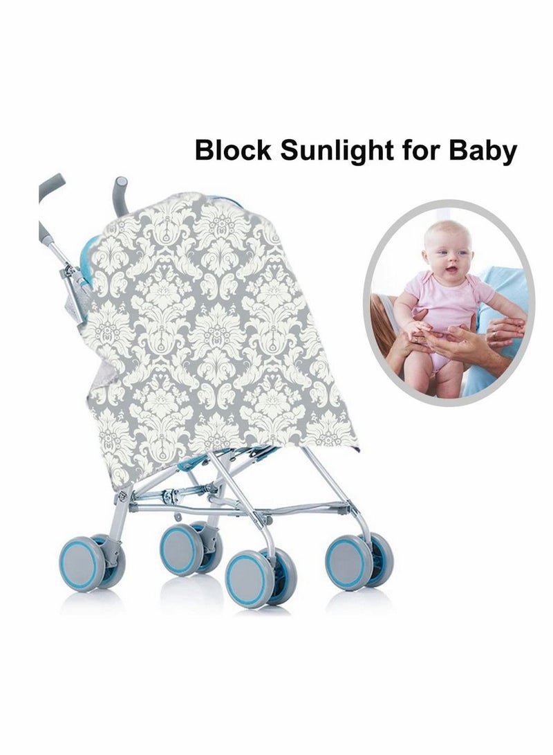 SYOSI feeding Cover Up With Adjustable Strap In Grey Damask Premium Cotton Boned Nursing Cover Breathable Lightweight Stylish Discreet incl Storage Bag (Grey)  - Image 3