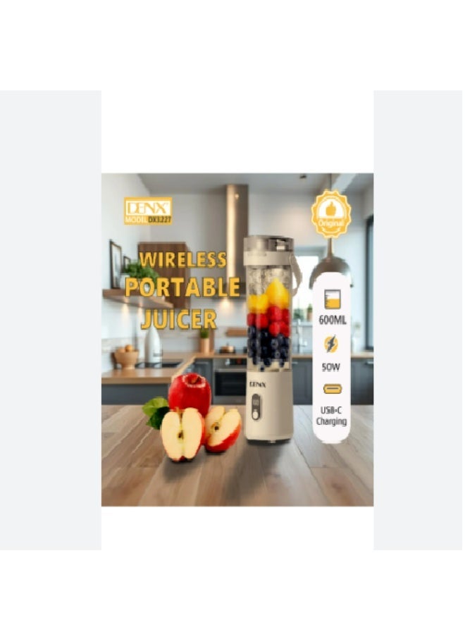 DENX Wireless Portable Juicer DX3227, 600ML, 50W, USB-C Charging, Personal Blender for Smoothies - Image 2