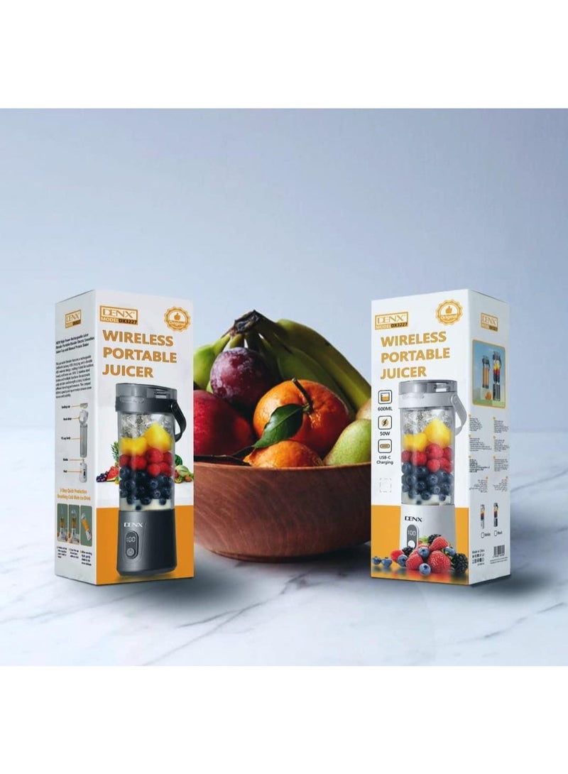 DENX Wireless Portable Juicer DX3227, 600ML, 50W, USB-C Charging, Personal Blender for Smoothies - Image 5