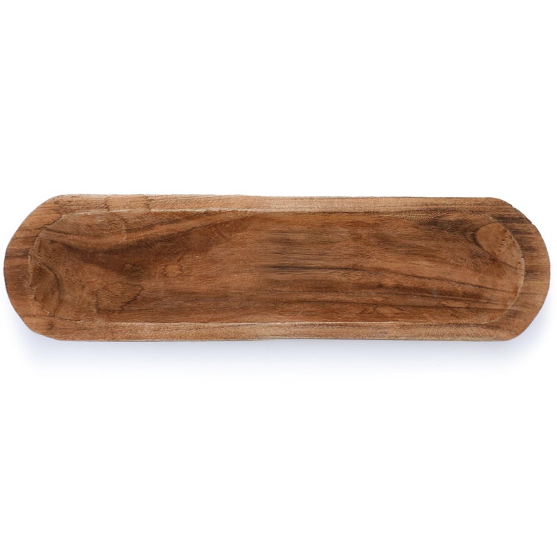 Xaatren Large Wooden Dough Bowl Decorative Wooden Bowl Rustic Long Dough Bowls Decor for Farmhouse Home Dining Table Centerpiece Living Room Kitchen Decorations20 x 6 InchBrown - Image 2