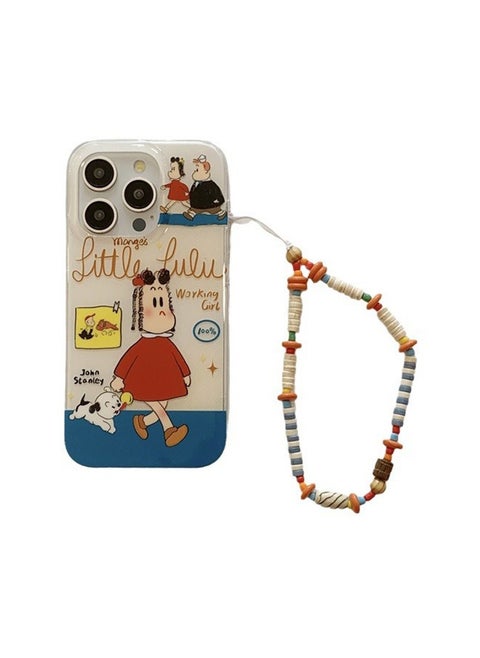 Compatible with iPhone 16 Pro Max Case, Healing Graffiti Cartoon Pattern Shockproof Case Cover with Lovely Strap Bracelet Chain, Silicone Material Anti-Fall Drop Protection Case for iPhone 16 Pro Max 6.9 inches