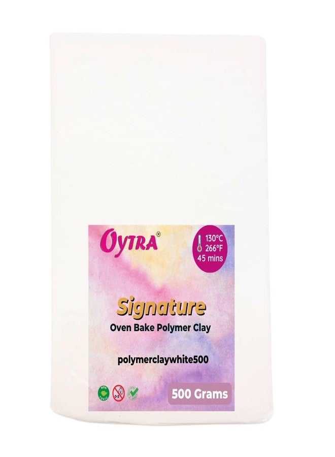 Oytra White Polymer Clay Signature Series Oven Bake for Jewelry Making Miniatures Art and Craft Projects for Professionals and Beginners (White, 500 Grams) - Image 1