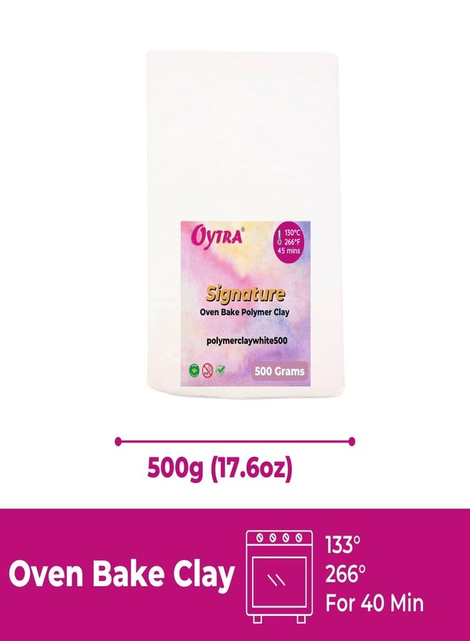 Oytra White Polymer Clay Signature Series Oven Bake for Jewelry Making Miniatures Art and Craft Projects for Professionals and Beginners (White, 500 Grams) - Image 2