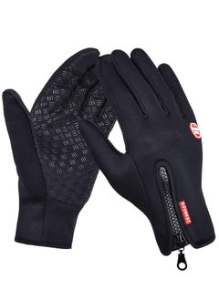 Dominy Winter Warm Gloves for Men and Women, with Windproof and Waterproof Features, Sensitive Touch Screen Texting Fingers for Work, Cycling, Driving(Black, Size L)  - Image 1