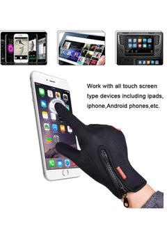 Dominy Winter Warm Gloves for Men and Women, with Windproof and Waterproof Features, Sensitive Touch Screen Texting Fingers for Work, Cycling, Driving(Black, Size L)  - Image 2